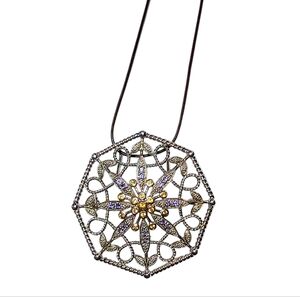 Vintage Edwardian pendant / brooch with gemstones in Sterling Silver